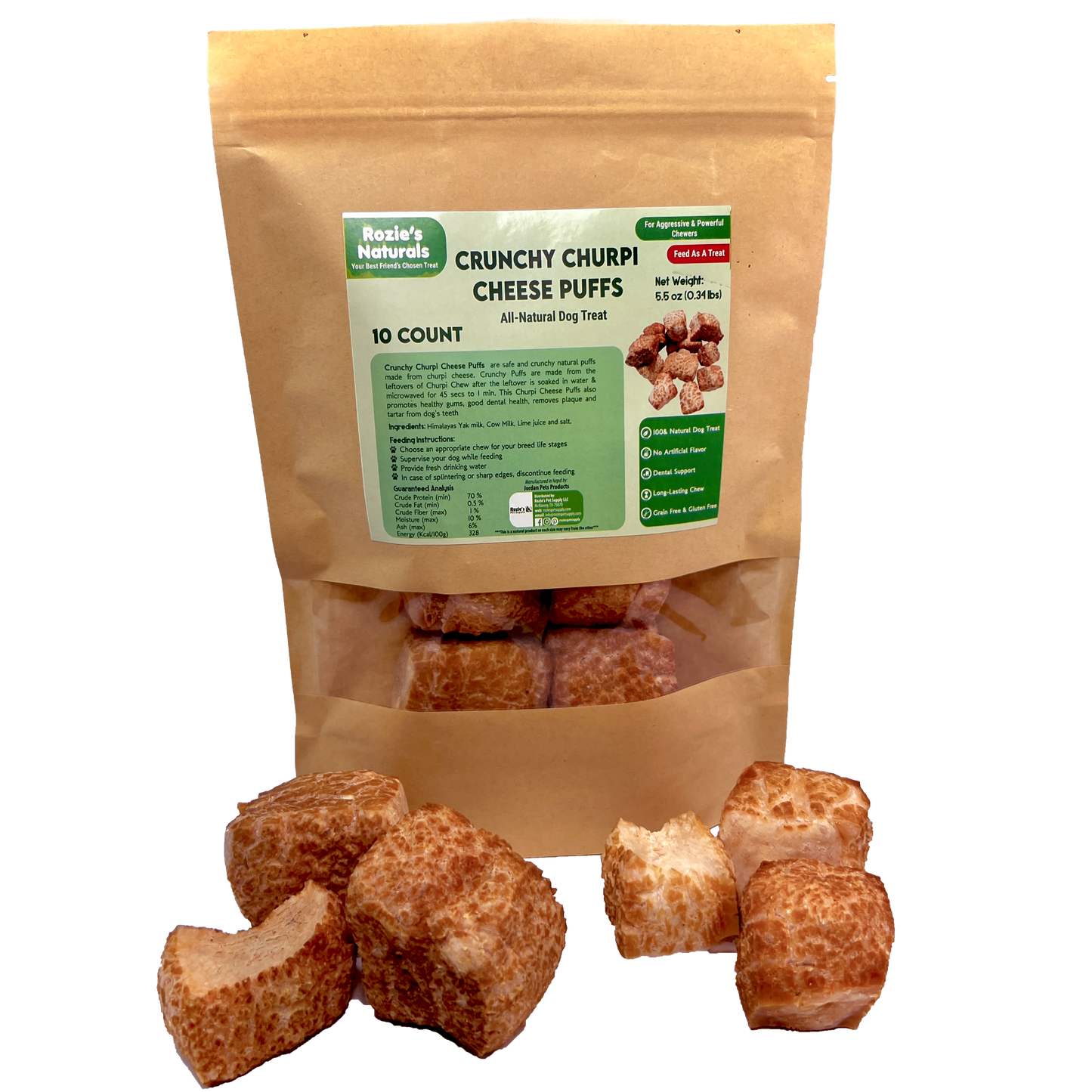 Yak Cheese Churpi Crunchy Puffs- 10 Count
