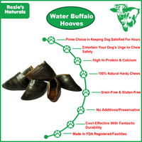 Water Buffalo Hooves Dog Chews-2 Count-5 oz - Rozie's Pet Supply LLC