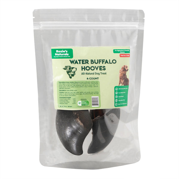 Water Buffalo Hooves Dog Chews-4 Count-10 oz (WSP) - Rozie's Pet Supply LLC